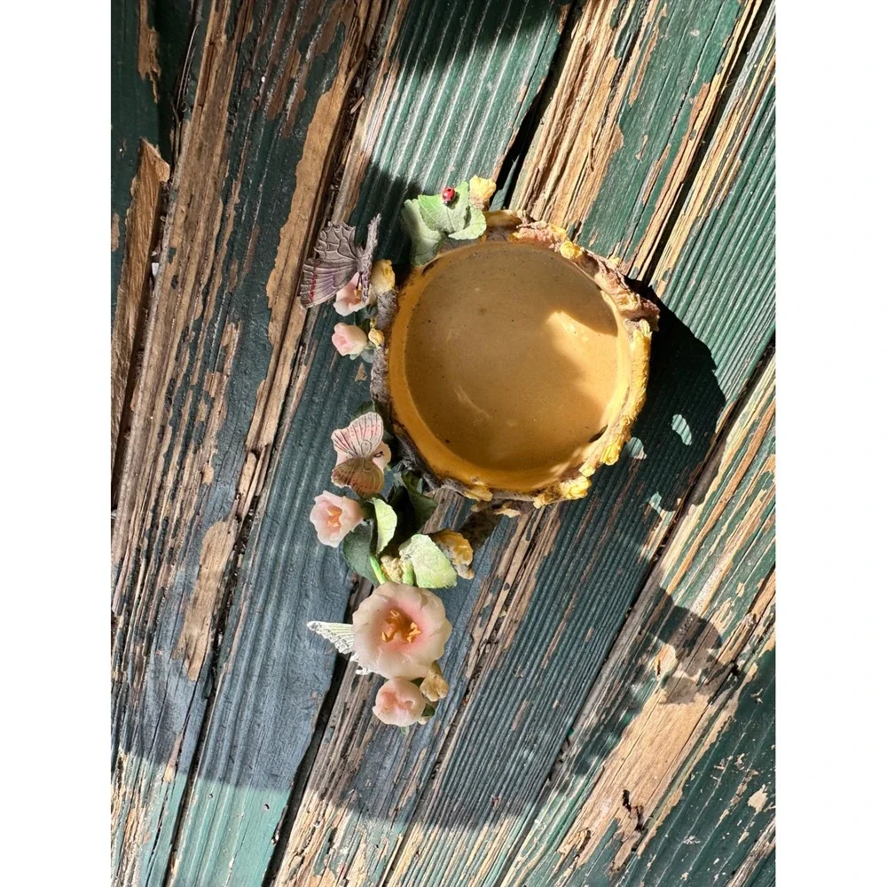 Home Interiors & Gifts Butterfly Retreat Candle Holder‎ Floral Ladybug 11629-04